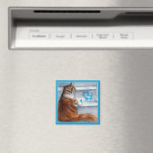 猫ホボの看板やさしい女性がここに磁石を住んでいる マグネット (インサイチュ (食洗機))