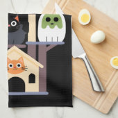 猫ホラーおもしろい映画かわいいハロウィーン猫子猫 キッチンタオル (四つ折り)