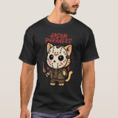 猫ホラーおもしろい映画パロディ・キラー猫ハロウィーン Tシャツ (正面)