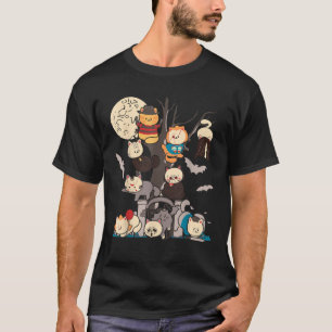 猫ホラー映画フェリンの怠け者ハロウィーンの衣装 Tシャツ