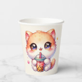 猫ボバかわいいバブルティーパーティー 紙コップ (裏面)