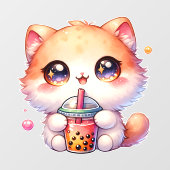 猫ボバかわいいバブルティー ウィンドウサイン (シート)