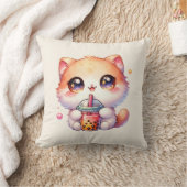 猫ボバかわいいバブルティー クッション (ブランケット)