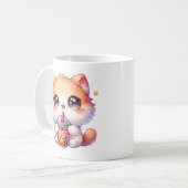 猫ボバかわいいバブルティー コーヒーマグカップ (正面左)