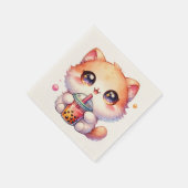 猫ボバかわいいバブルティー スタンダードカクテルナプキン (角)