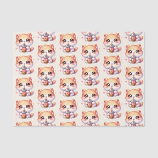 猫ボバかわいいバブルティー 薄葉紙 (正面)