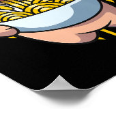 猫ボバ食べーラーメンかわいい猫ねこ飲み ポスター (角)