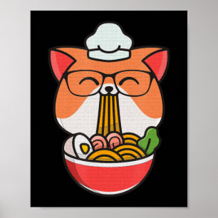 猫ボバ食べーラーメンアニメかわいい猫ネコ食べーら ポスター