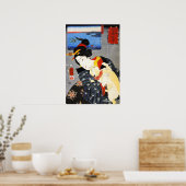 猫ポスター付き国芳女性 ポスター (キッチン)