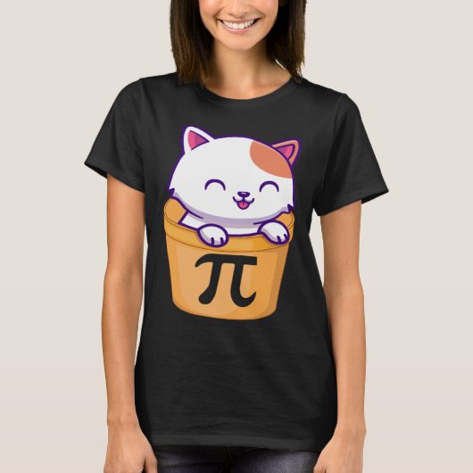 猫ポットパイおもしろいデイPiデイキッズ先生数学の愛 Tシャツ (正面)