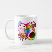 猫ポップ・アートのが飛び跳ねるミーム コーヒーマグカップ (左)
