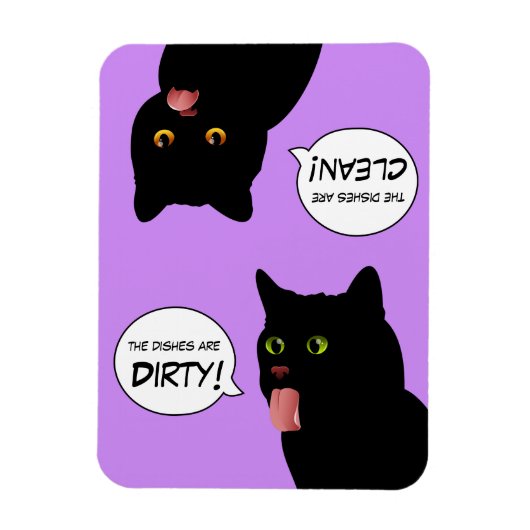 猫ポップ・アートのの汚れた清潔なアート料理 マグネット (縦)