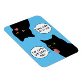 猫ポップ・アートのの食べ物を与え印象の青 マグネット (右側)