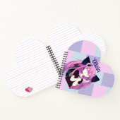 猫ポップ・アートの耳の入った紫と青のアニメ女性 ノートブック (内部)