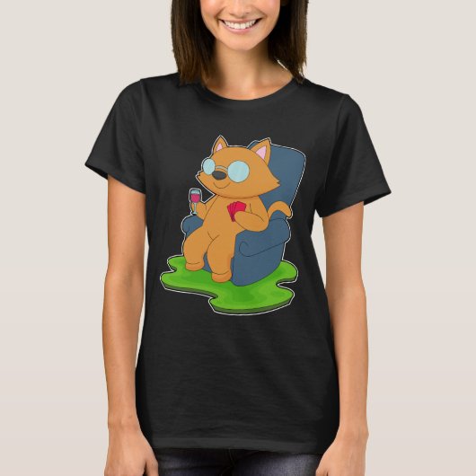 猫ポーカーポーカーカード カードゲーム Tシャツ (正面)