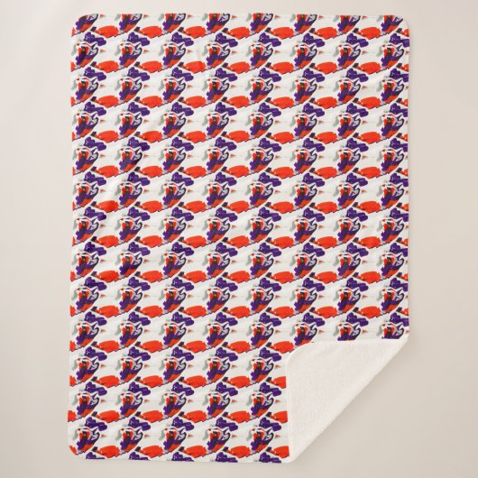 猫ポートレートはっきりした- Graphic Art Orange and Violet シェルパブランケット (正面)