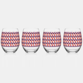 猫ポートレートはっきりした- Graphic Art Orange and Violet ステムなしワイングラス