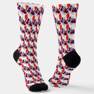 猫ポートレートはっきりした- Graphic Art Orange and Violet ソックス