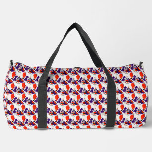 猫ポートレートはっきりした- Graphic Art Orange and Violet ダッフルバッグ