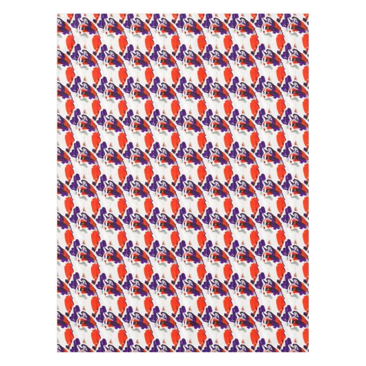 猫ポートレートはっきりした- Graphic Art Orange and Violet テーブルクロス (正面)