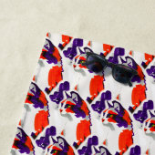 猫ポートレートはっきりした- Graphic Art Orange and Violet ビーチタオル (インサイチュ)