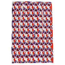 猫ポートレートはっきりした- Graphic Art Orange and Violet ミディアムペーパーバッグ