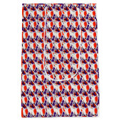 猫ポートレートはっきりした- Graphic Art Orange and Violet ミディアムペーパーバッグ (裏面)