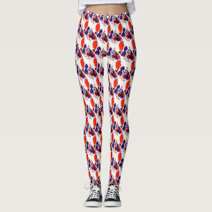 猫ポートレートはっきりした- Graphic Art Orange and Violet レギンス
