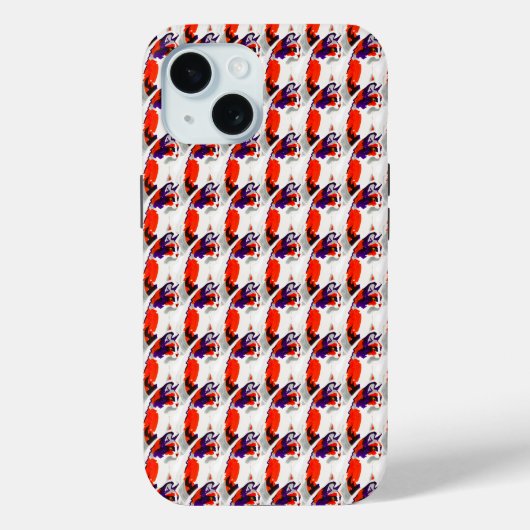 猫ポートレートはっきりした- Graphic Art Orange and Violet Case-Mate iPhoneケース (裏面)