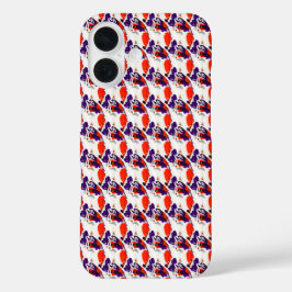 猫ポートレートはっきりした- Graphic Art Orange and Violet iPhone 16ケース