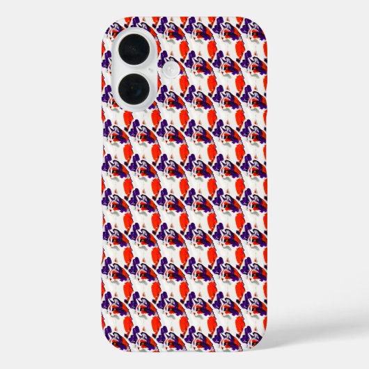 猫ポートレートはっきりした- Graphic Art Orange and Violet Case-Mate iPhoneケース (裏面)