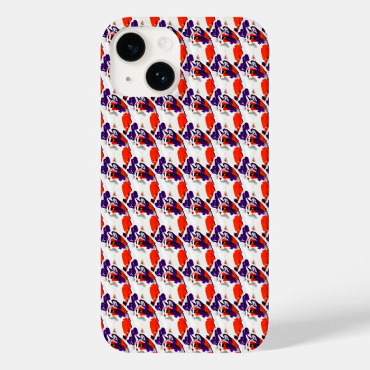 猫ポートレートはっきりした- Graphic Art Orange and Violet Case-Mate iPhoneケース (裏面)
