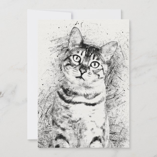 猫ポートレート混合メディア(5" x 7" Cardstock) (正面)