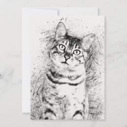 猫ポートレート混合メディア(5" x 7" Cardstock)