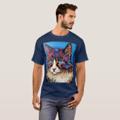 猫ポートレート通りアートスタイル Tシャツ (正面フル)