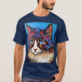猫ポートレート通りアートスタイル Tシャツ