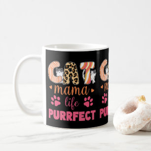猫マおもしろいマライフ目的ヒョウ柄キャットママ コーヒーマグカップ