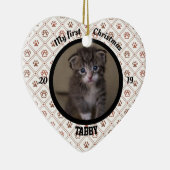 猫マイ初めてのクリスマス子猫の写真名ハート セラミックオーナメント (右)