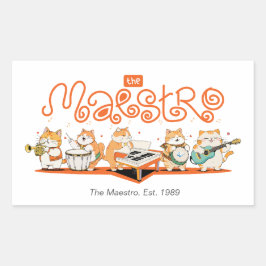 猫マエストロ 長方形シール