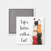 猫マグネットでかわいい生活は楽しめる マグネット (正面/裏面)