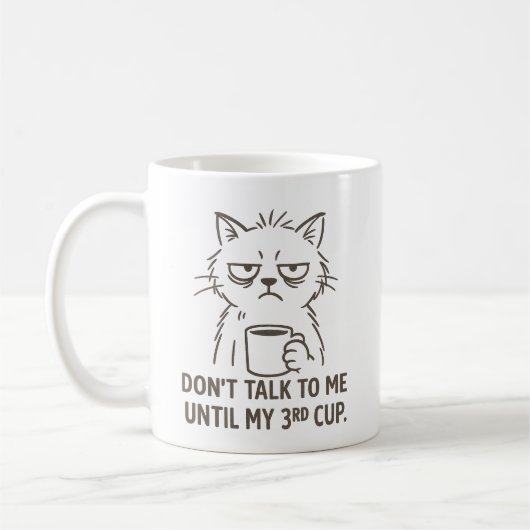 猫マグ残業 – 「3日まで話しかけないで コーヒーマグカップ (左)