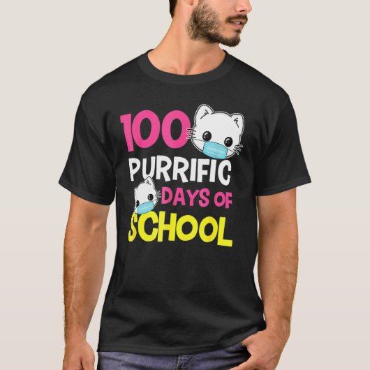 猫マスクおもしろい100日の学校先生少年ギル Tシャツ (正面)