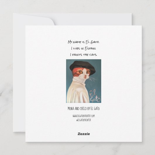 猫マドンナと子供、神聖な家族、クリスマスカード シーズンカード (裏面)