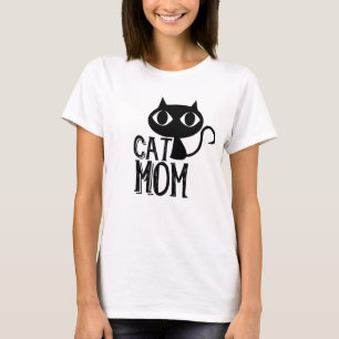 猫ママおもしろい猫シルエット可愛い Tシャツ