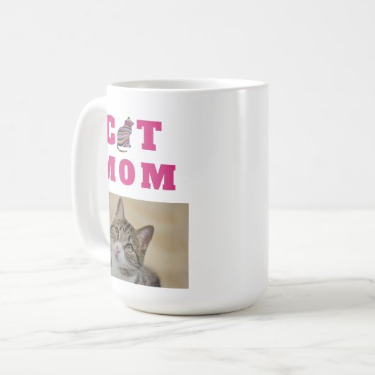 猫ママかわいいシルエット写真 コーヒーマグカップ (正面左)