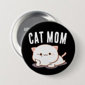 猫ママかわいい大きなボタン 缶バッジ (正面&裏面)
