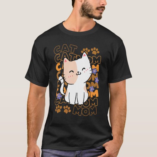 猫ママかわいい猫が子猫を意図的に採用 Tシャツ (正面)