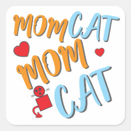 猫ママかわいい猫とオプションのパーソナライズ スクエアシール