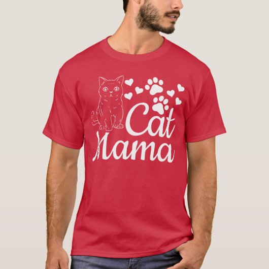 猫ママかわいい猫ママ猫好きI猫ママ家族 Tシャツ (正面)