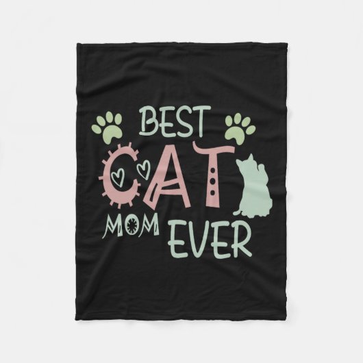 猫ママがかわいいニャー最初のお母さんデー フリースブランケット (正面)
